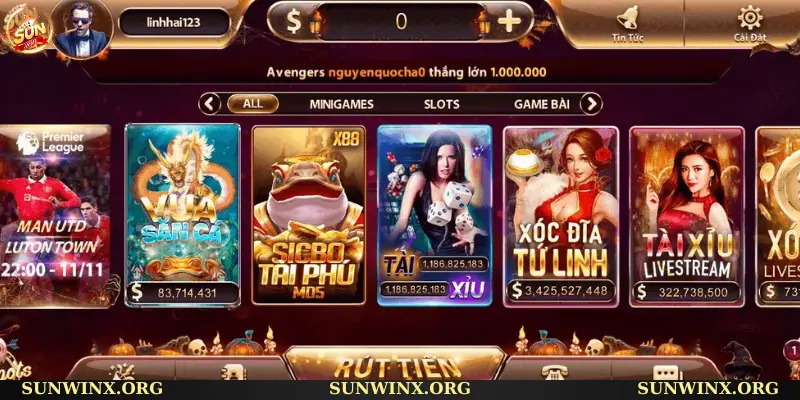 HỆ THỐNG GAME ĐA DẠNG TẠI SUNWIN